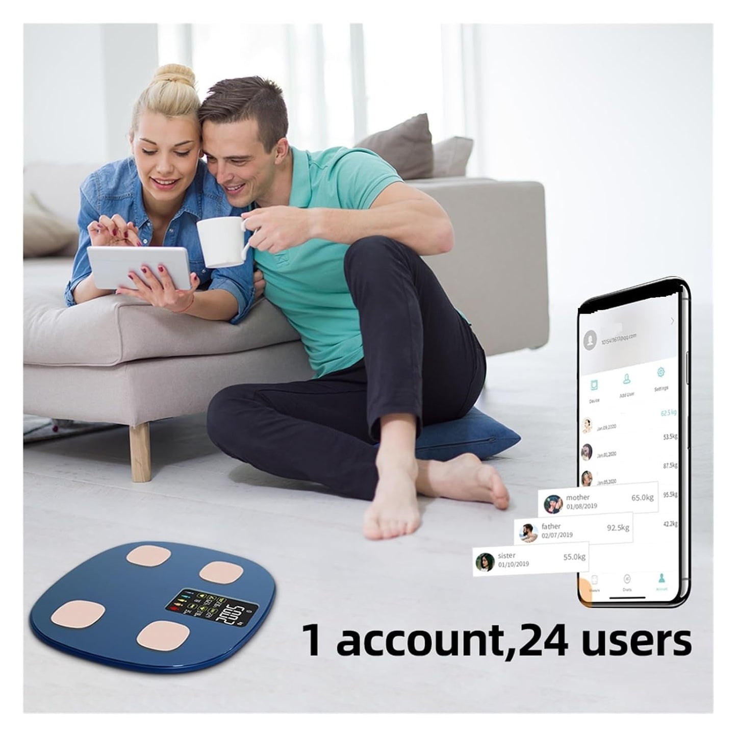MZZYG Smart Bluetooth Body Fat Bathroom Scale with Heart Rate