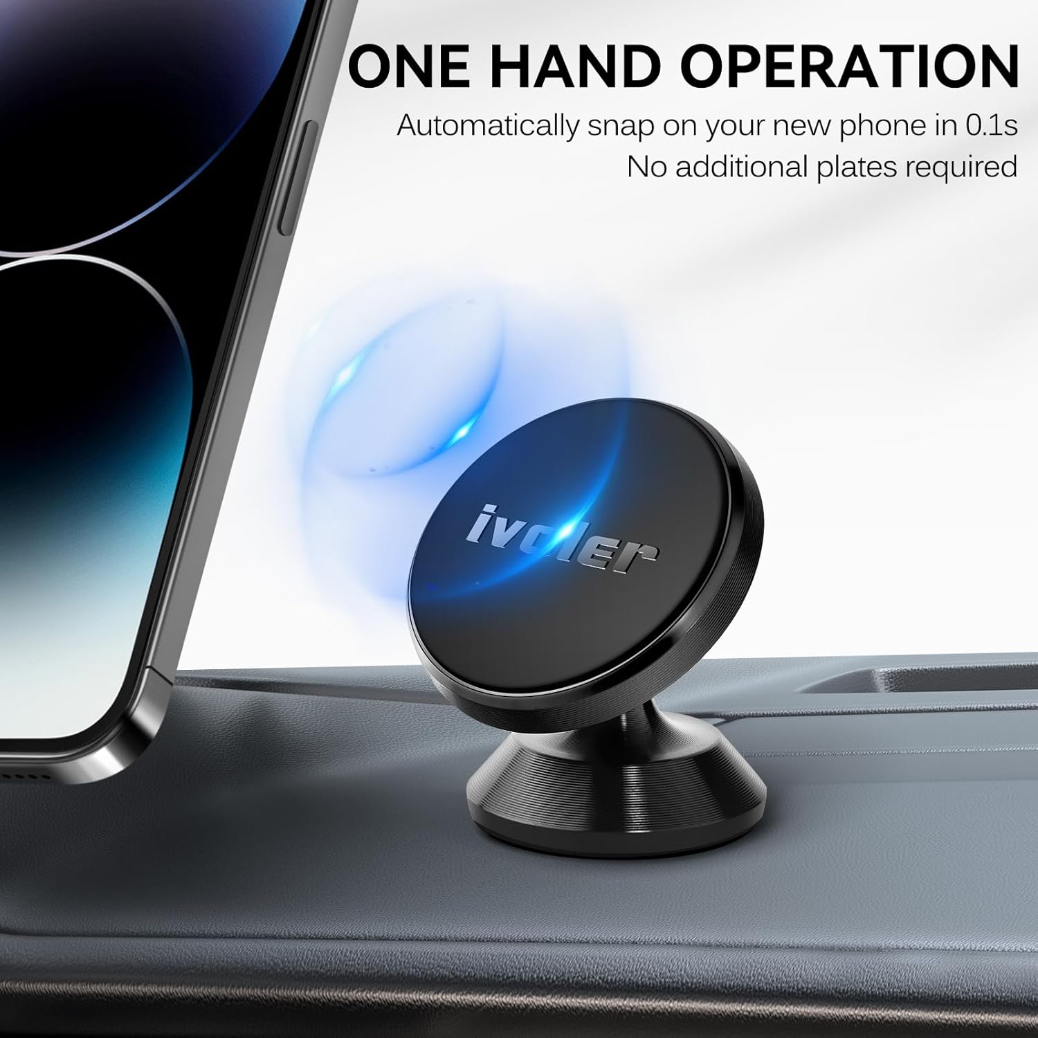 ivoler 2-Pack Magnetic Car Phone Holder 360° Rotation Black