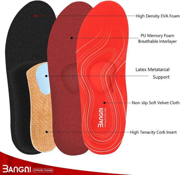 3ANGNI Cork Arch Support Insoles for Flat Feet Pain Relief - Gomix Brands Outlet