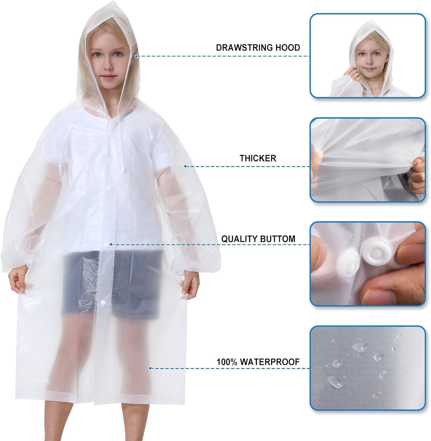 Newbyinn Raincoats 2 Pack EVA Rain Ponchos for Kids with Hood