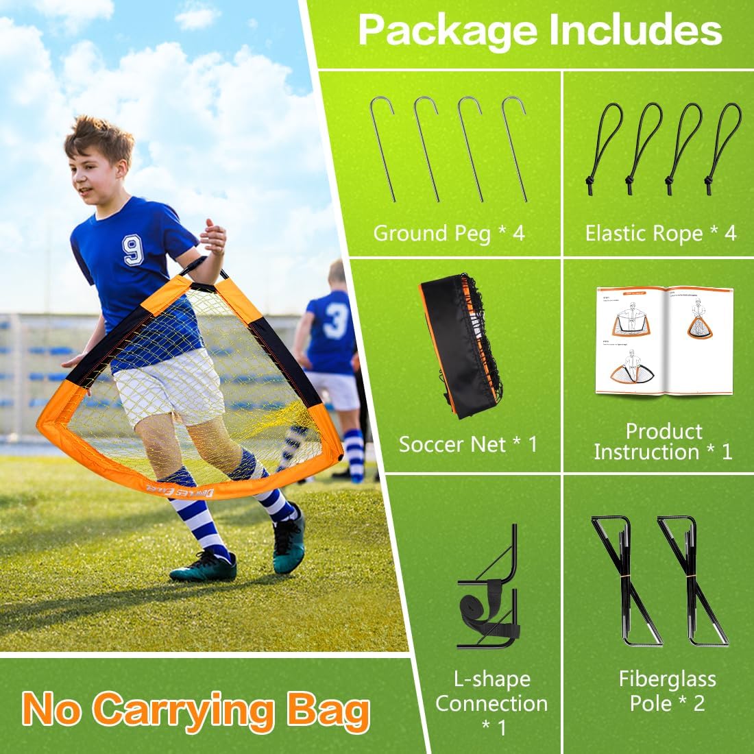 Dimples Excel Portable 4x3 ft Orange Football Goal Net