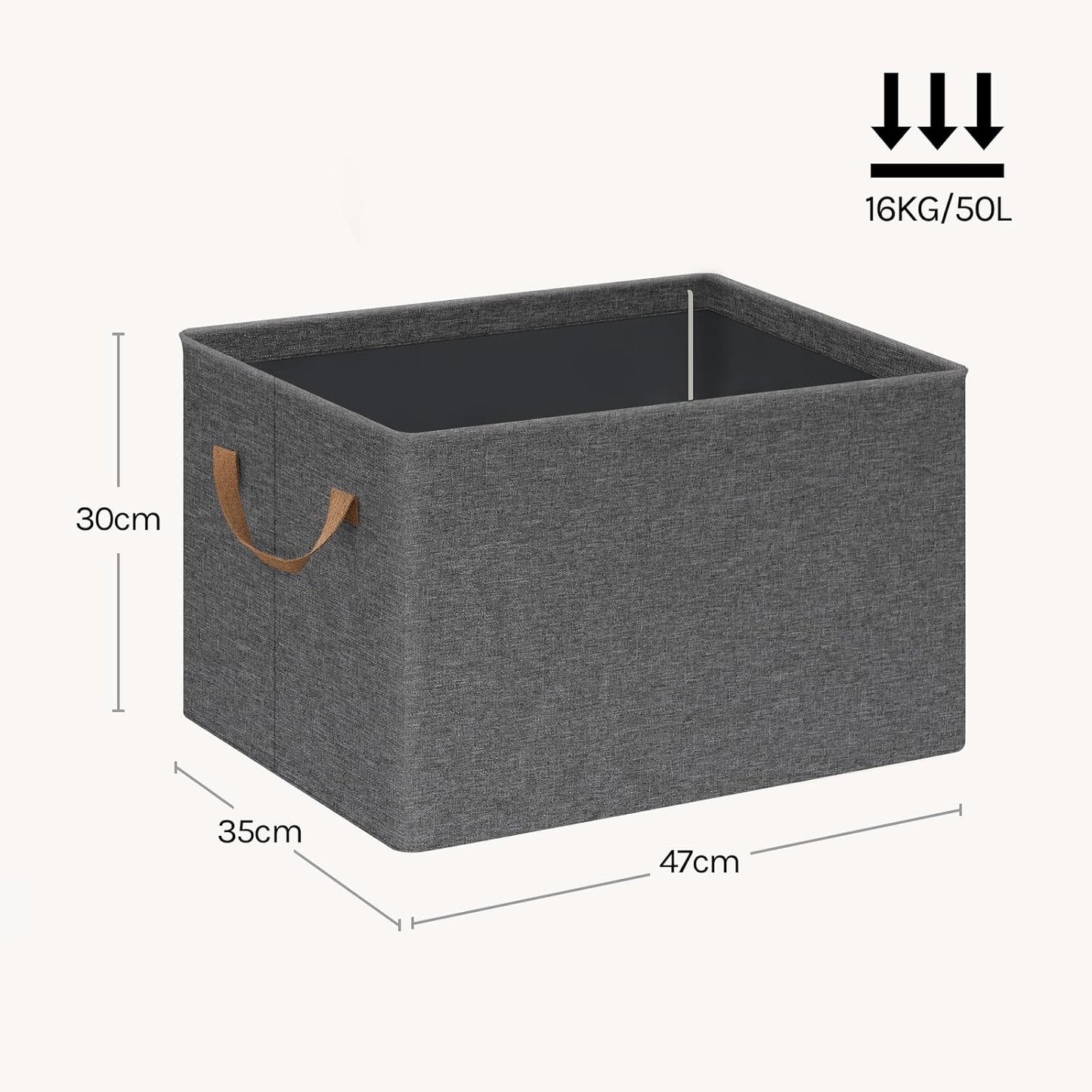 WOLTU Foldable Grey Storage Boxes Set of 3 – Stackable Fabric Organisers