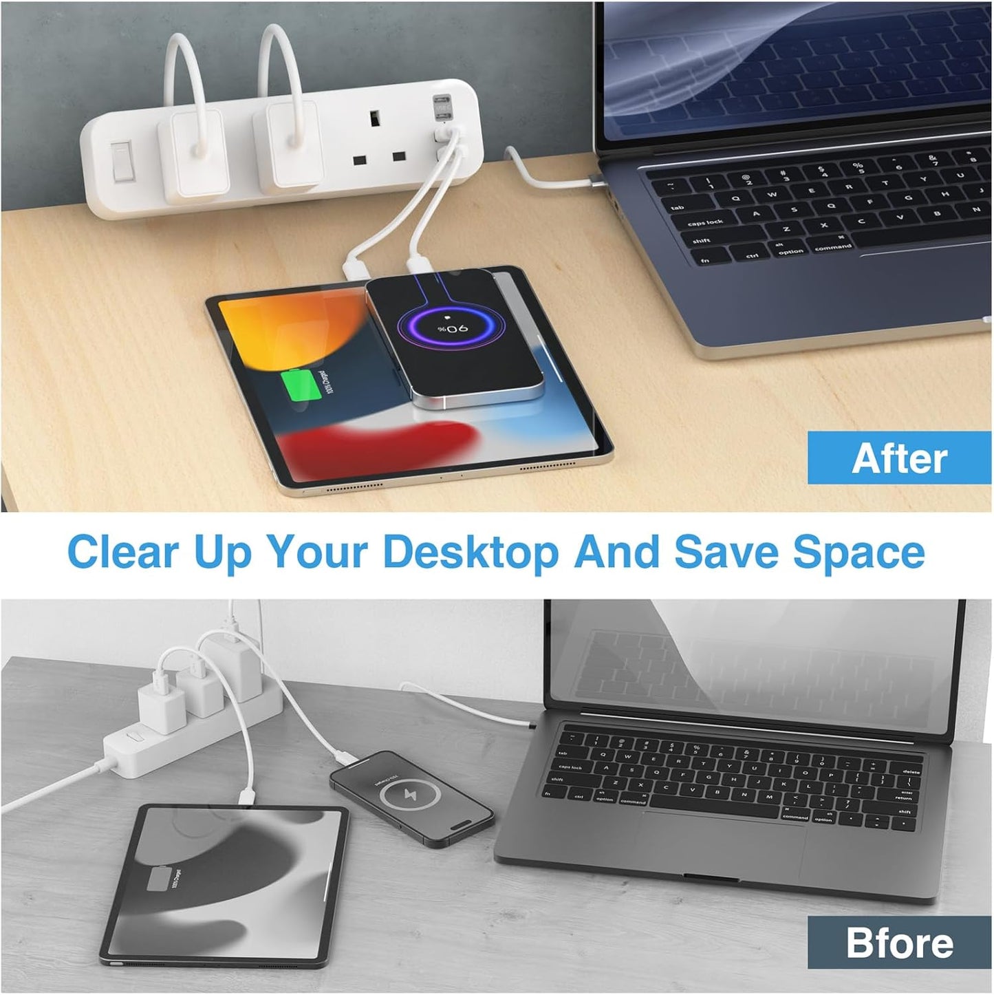 Anvode Black Multi Extension Socket: Durable Power Strip for Home & Workshop