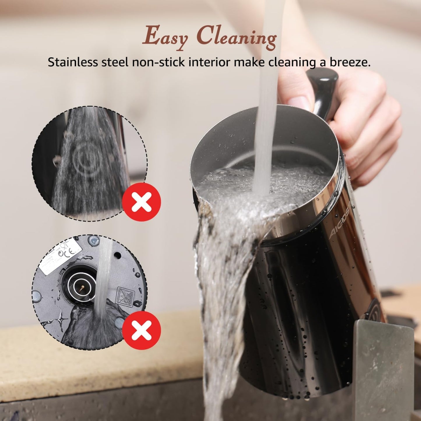 Aigostar Automatic Milk Frother and Warmer, Electric Steamer for Creamy Coffee