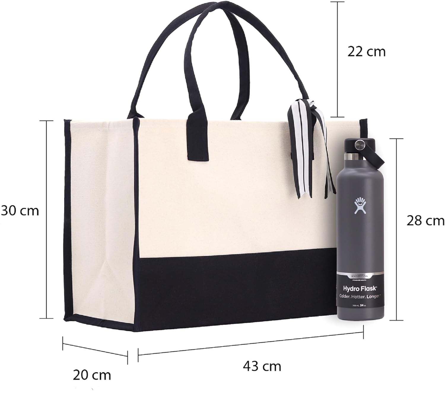 Personalized Monogram Initial Cotton Two-Tone Chic Tote Bag for Women