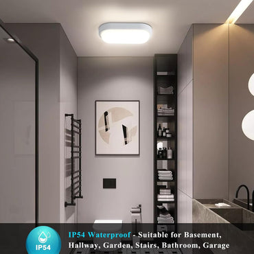 Letlit 12W LED Wall Light IP54 Bathroom Bulkhead 1200lm 4000K Neutral White Ceiling Porch Light