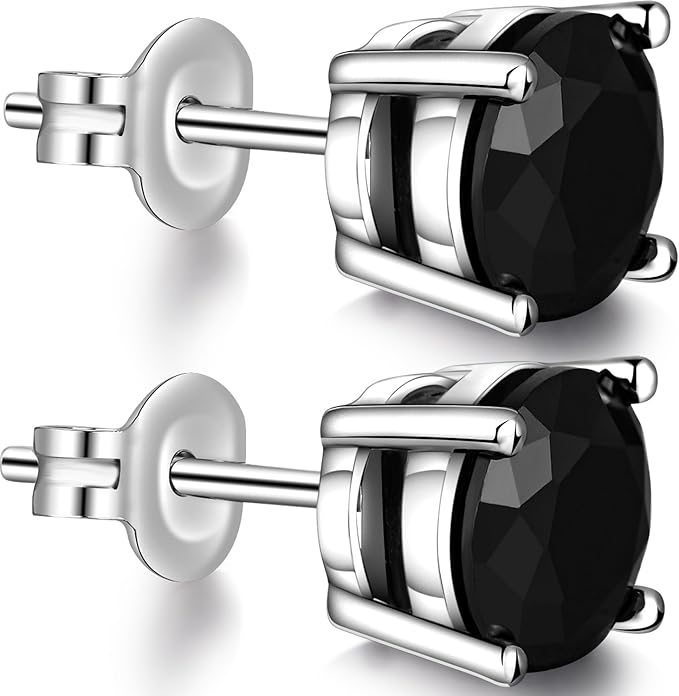 Sparkling CZ Diamond Stud Earrings for Women and Men, Sterling Silver