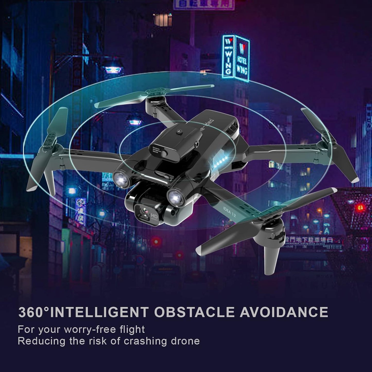 IDEA12 Adjustable 1080P Drone with Dual Cameras & Obstacle Avoidance