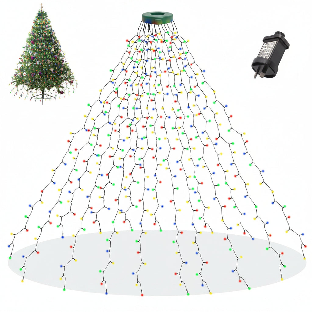 Locinoe 400 LED Christmas Tree Lights 2M x 16 Lines 8 Modes IP44 Waterproof Multicolor