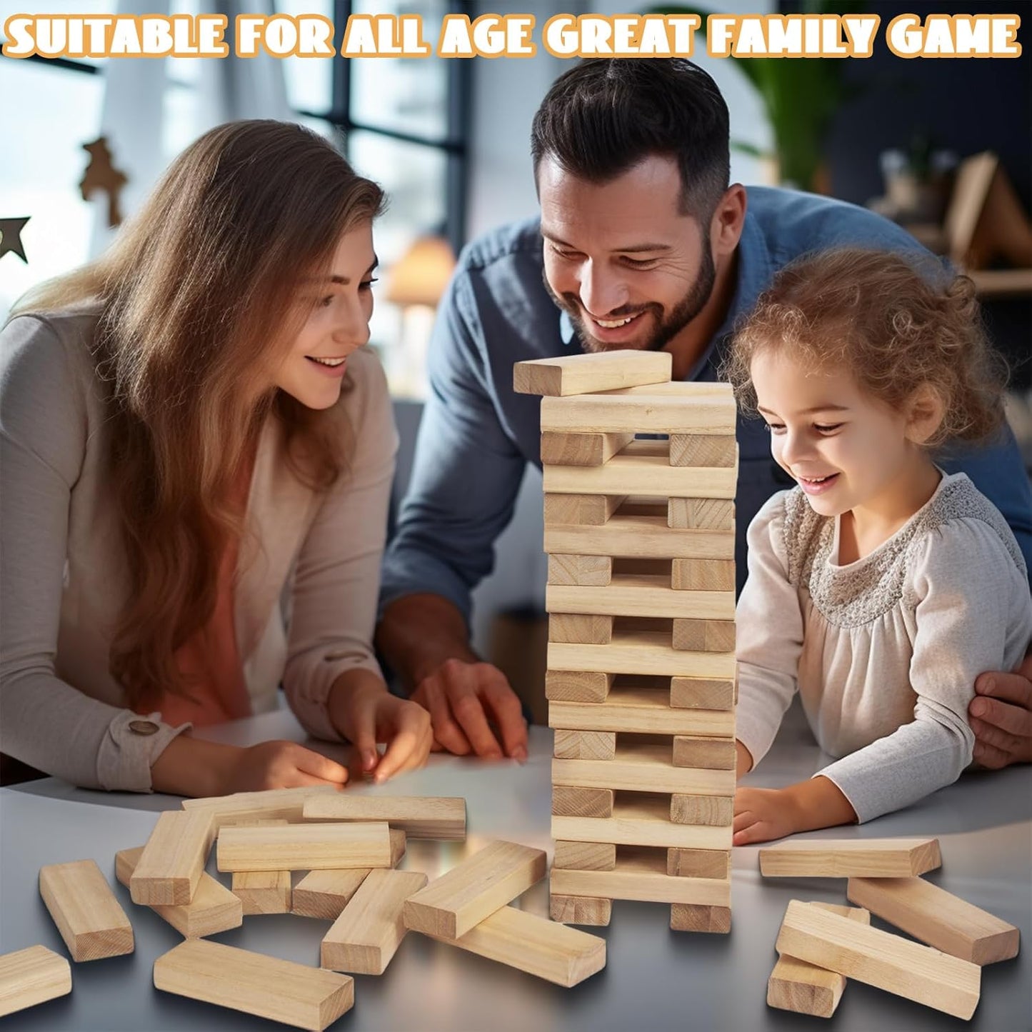 Giant Wooden Tumble Tower Game – 60 Large Timber Blocks