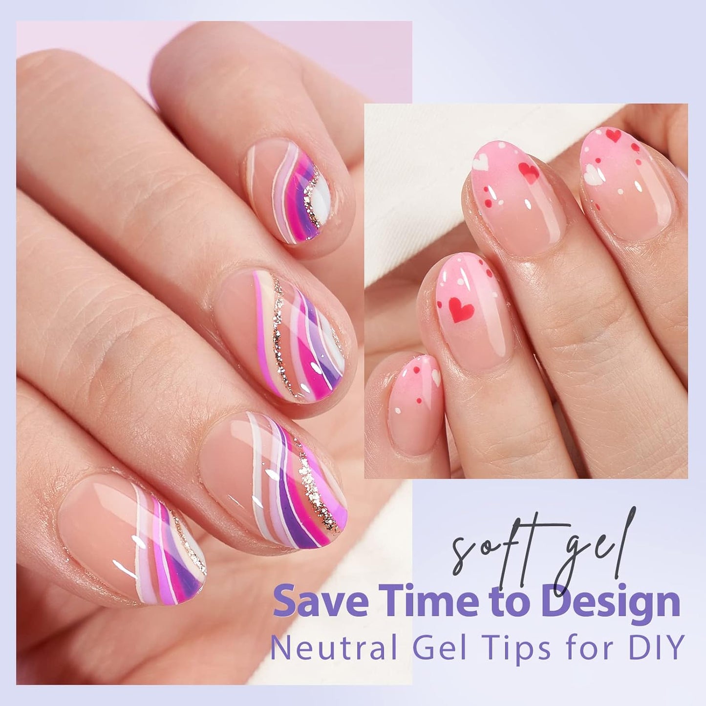 BTArtbox 160pcs Extra Short Almond Gel Nail Tips