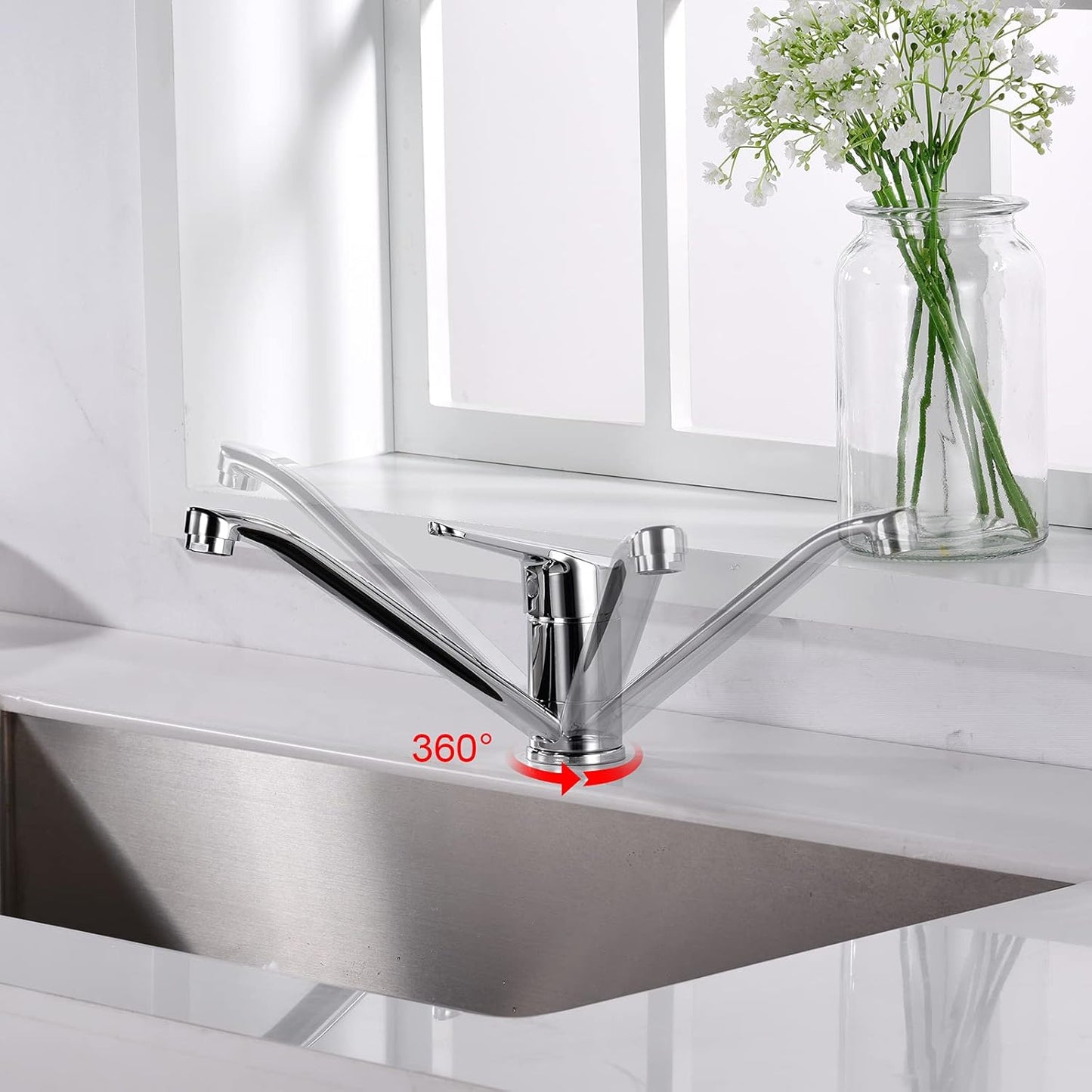 Ibergrif Roma Chrome Kitchen Faucet with Pull-Out Spray