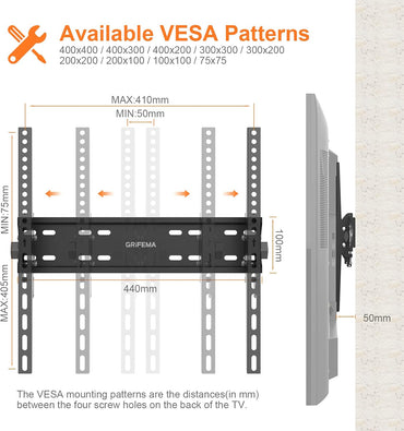 GRIFEMA GB1004-2 TV Wall Mount, 26-55" Flat & Curved, 50 kg Capacity