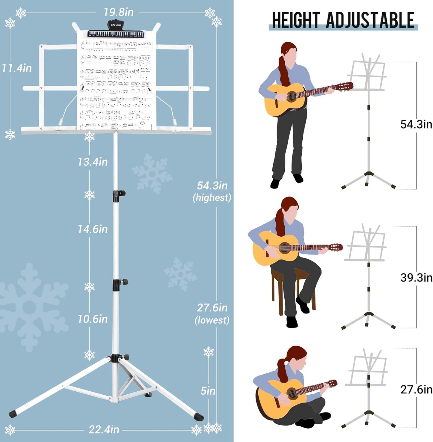 CAHAYA Portable Sheet Music Stand - Lightweight, Adjustable, with Carrying Bag