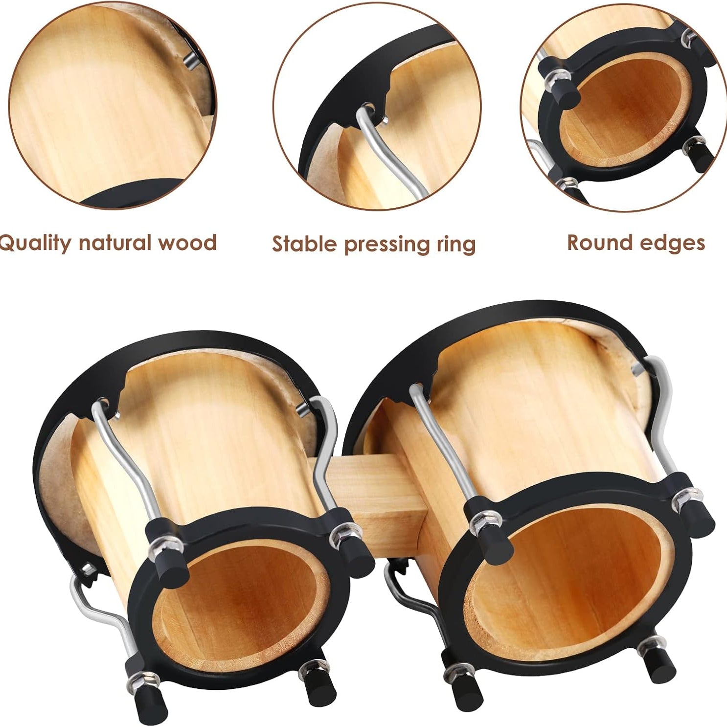 EastRock 4‑inch & 5‑inch Tunable Metal‑Wood Bongo Drum Set