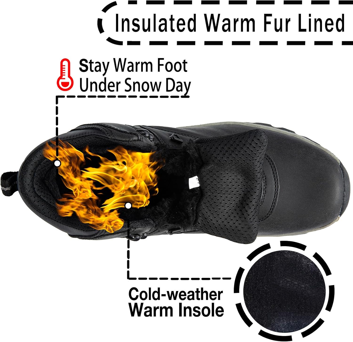 CC-Los Men's Lightweight Winter Snow Boots – Warm All-Day Comfort