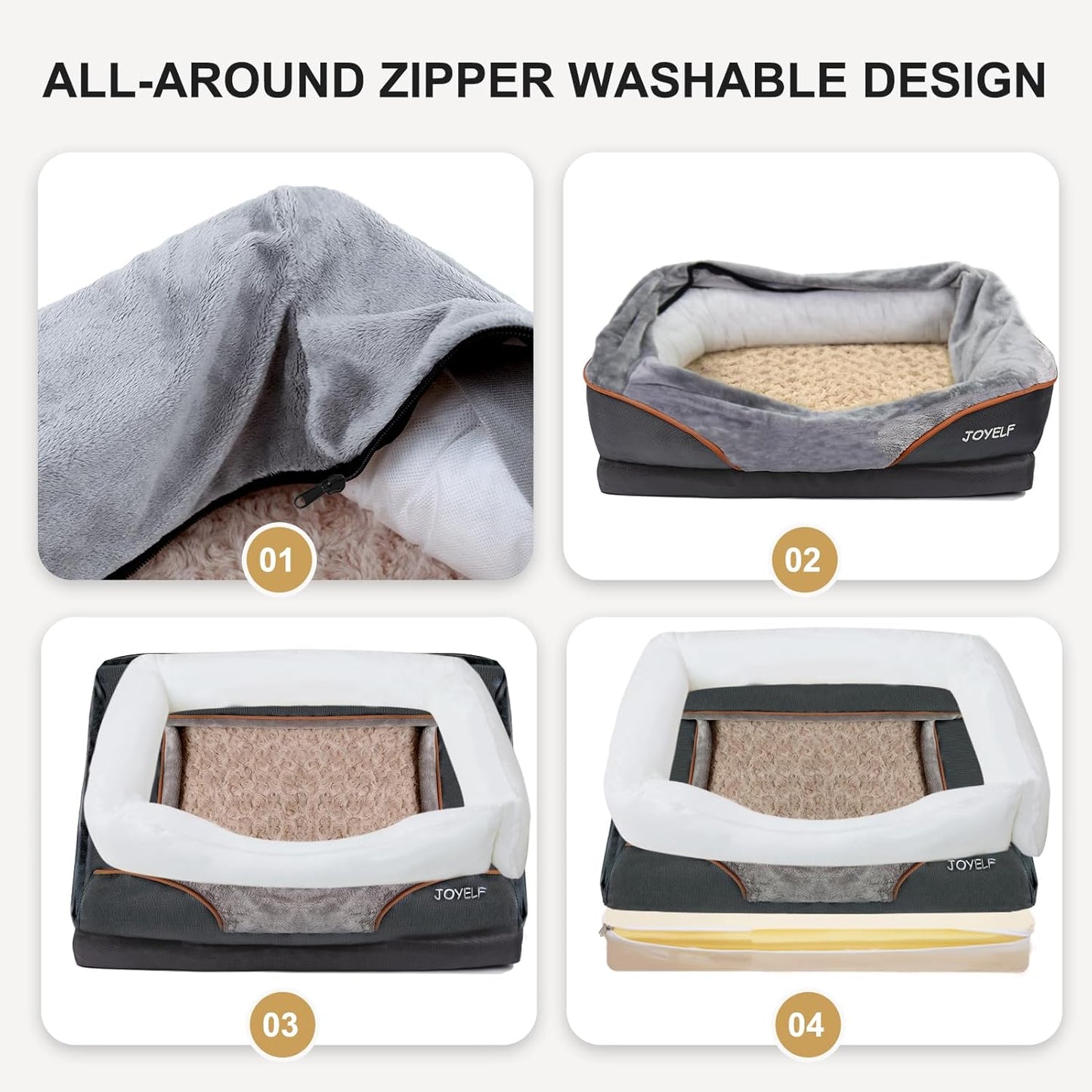 JOYELF X-Large Orthopedic Memory Foam Dog Bed with Washable Cover