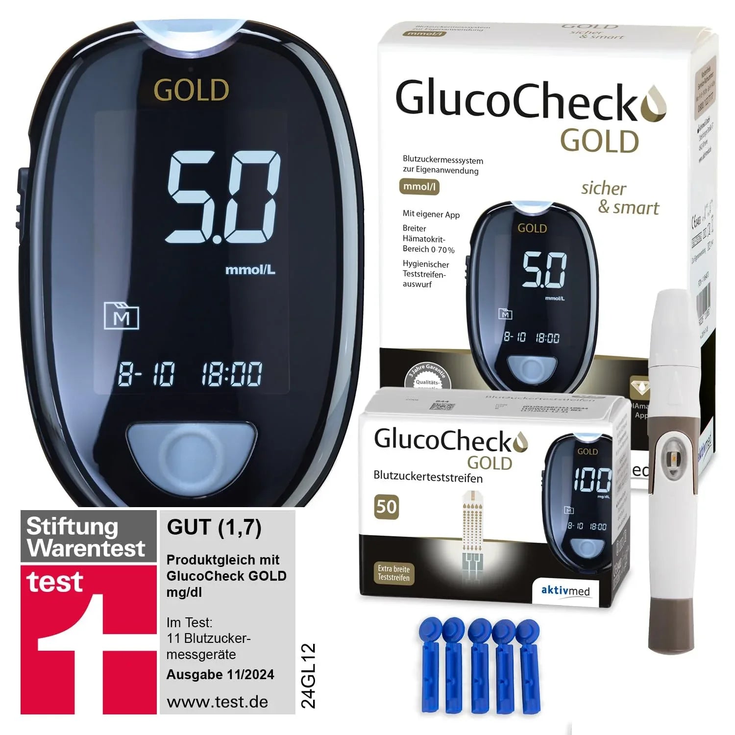 GlucoCheck Gold Blood Glucose Meter Set with 60 Strips - Gomix Brands Outlet