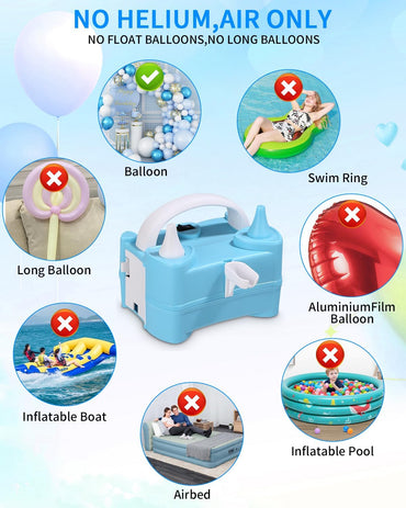 PERMUST Electric Balloon Pump 400W Portable Air Inflator for Parties Blue