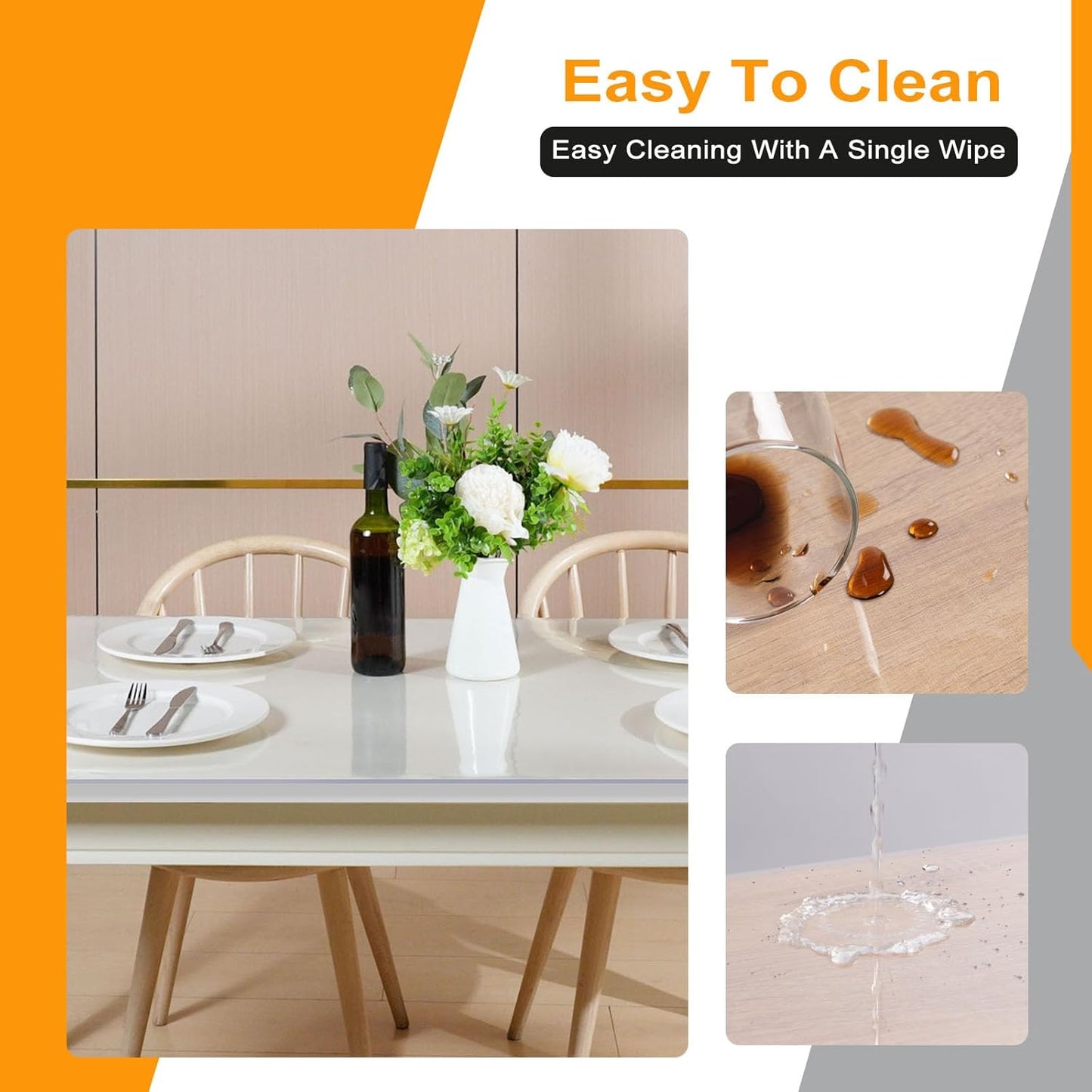 WOLTU Transparent 1mm PVC Table Film Waterproof 80x120