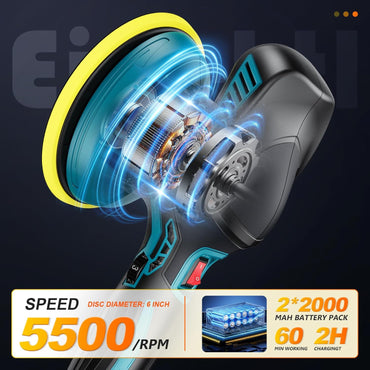 XIAZIR Cordless 6" Car Buffer Polisher with 2x2000mAh Batteries