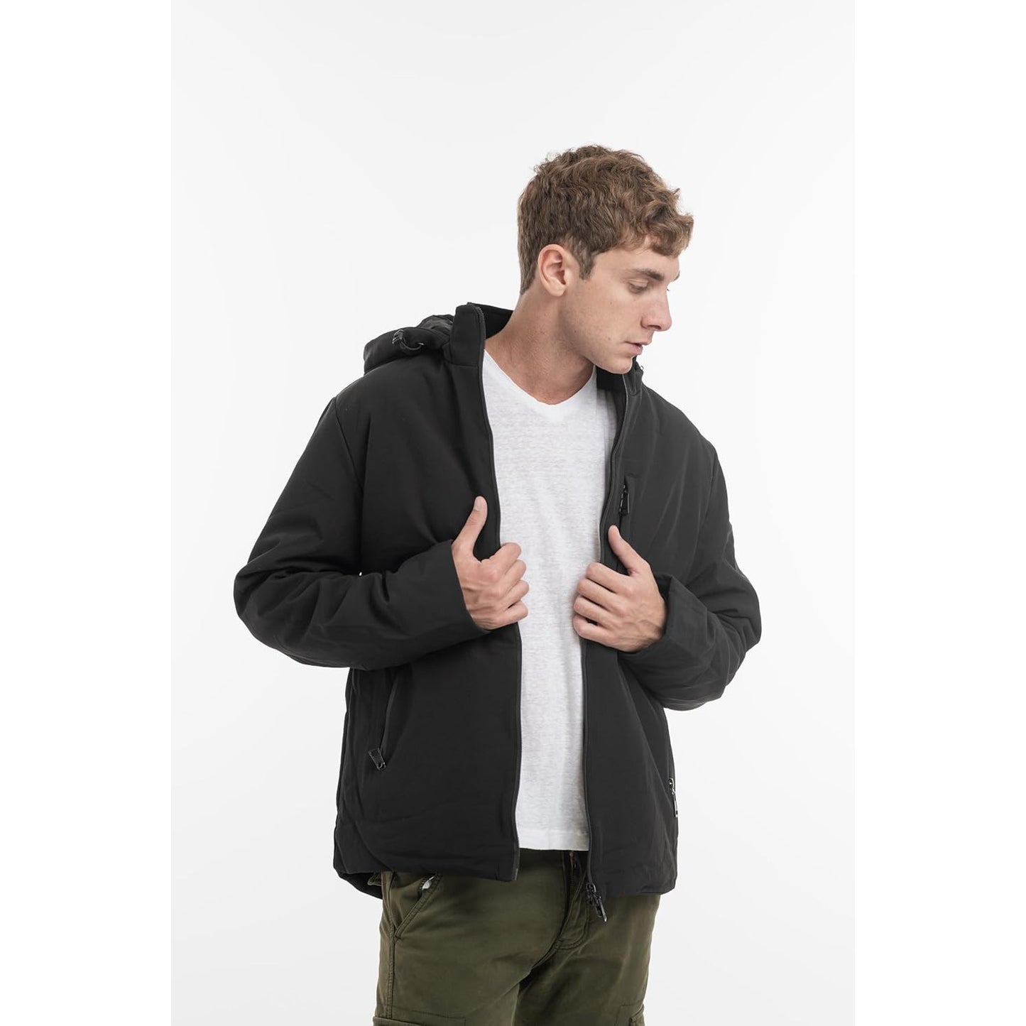 TONY BACKER Men's Winter Waterproof Windproof Softshell Jacket Detachable Hood