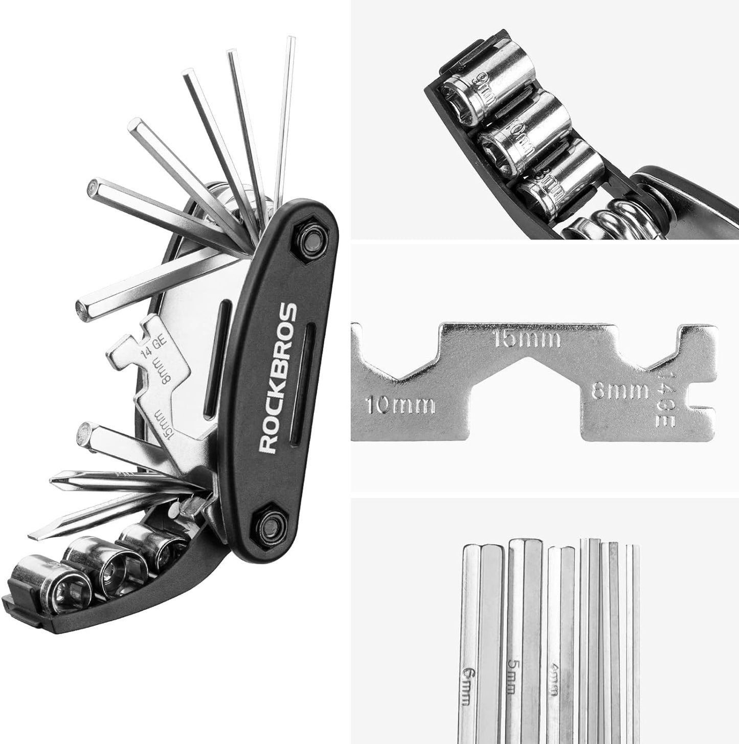 ROCKBROS 16-in-1 Portable Foldable Bike Multitool Kit with Allen Wrench
