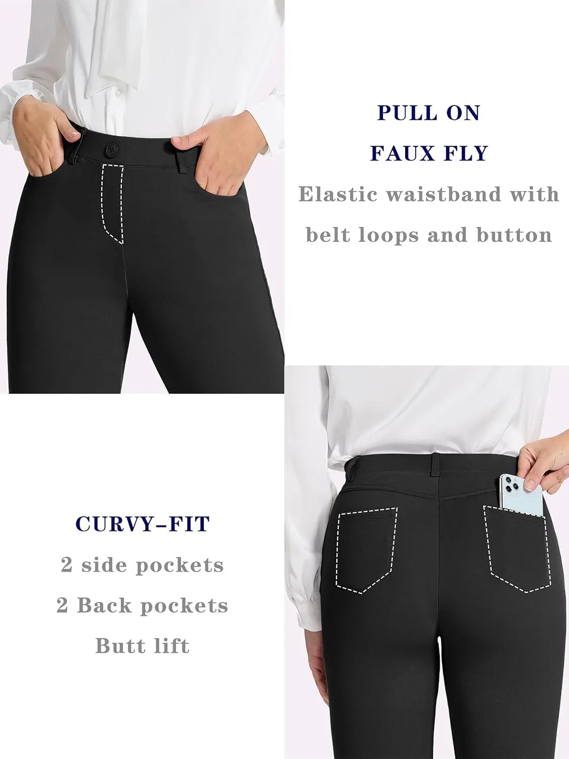 Tapata Women's Stretchy Straight Dress Pants with Pockets - Gomix Brands Outlet