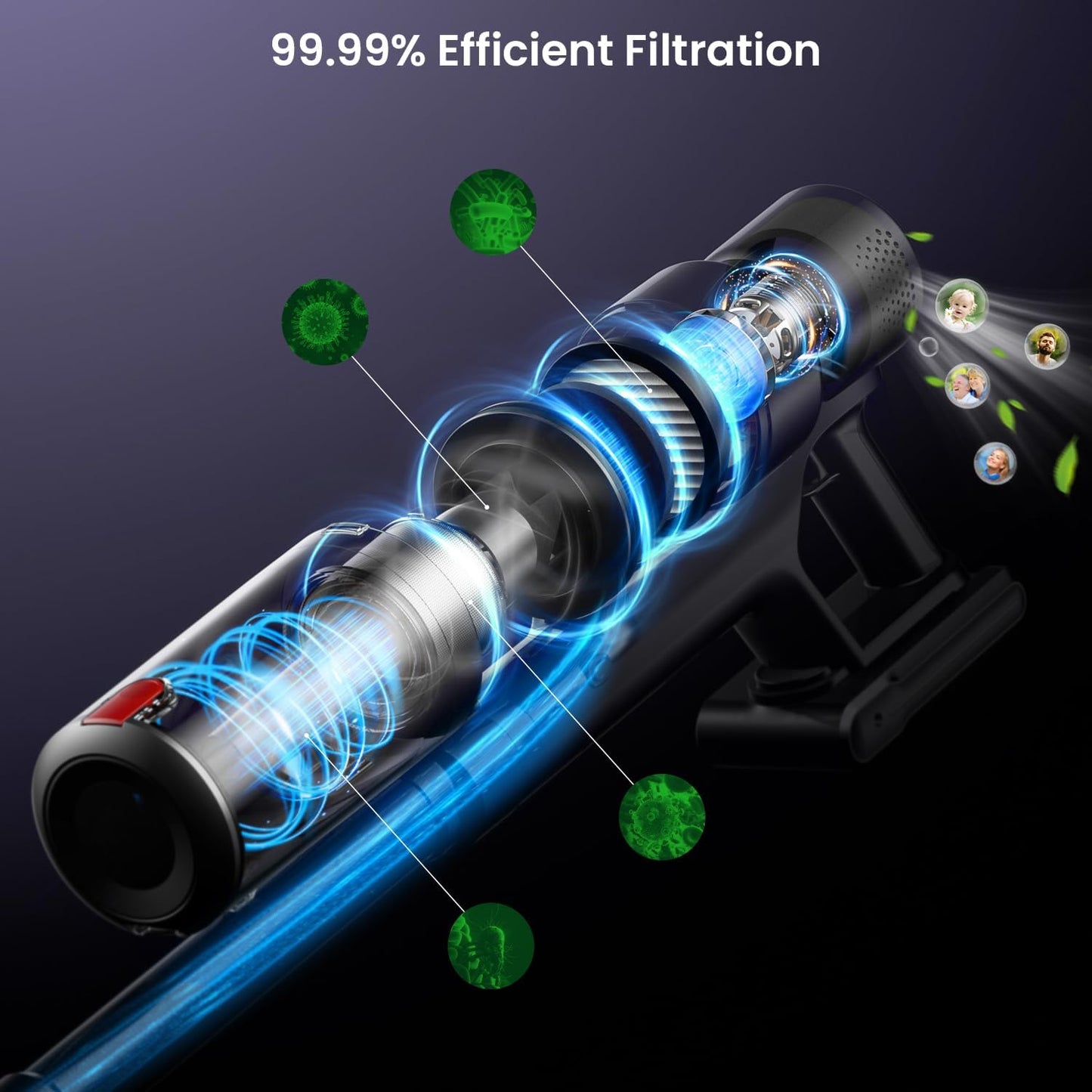 Avalsor Cordless Vacuum Cleaner: 550W Power, 45Kpa Suction, 65 Mins Runtime