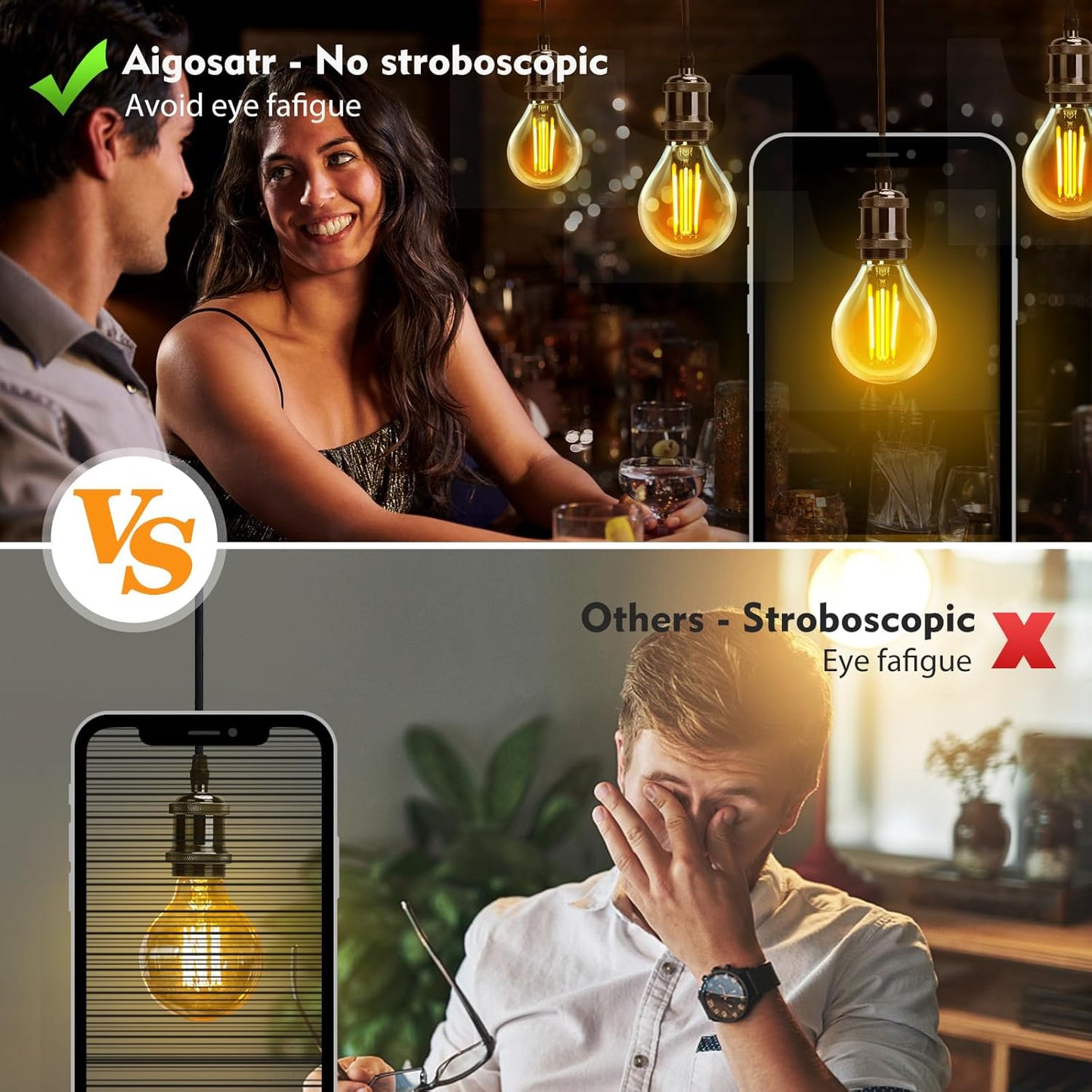 Aigostar LED Filament E14 Globe Warm Light Retro Vintage Clear Glass Bulb 5-Pack