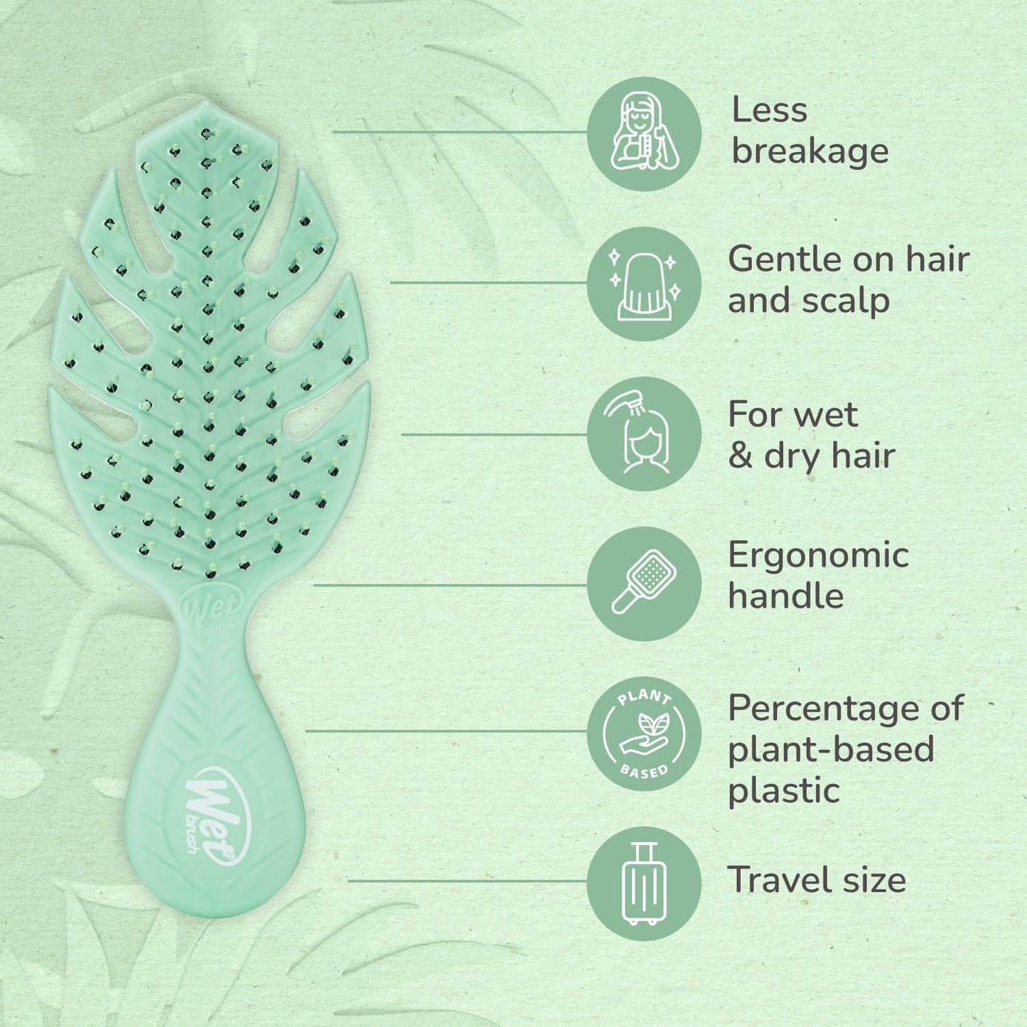 Wet Brush Go Green Mini Detangler: Gentle, Painless, Eco-Friendly Hair Brush for All Hair Types