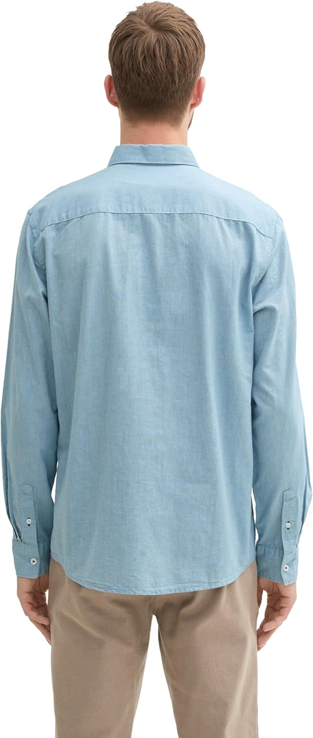 Tom Tailor Men's Regular Fit Shirt with Logo Embroidery