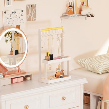 Lolalet 4‑Tier Jewelry Organizer Stand with 12 Hooks – White - Gomix Brands Outlet