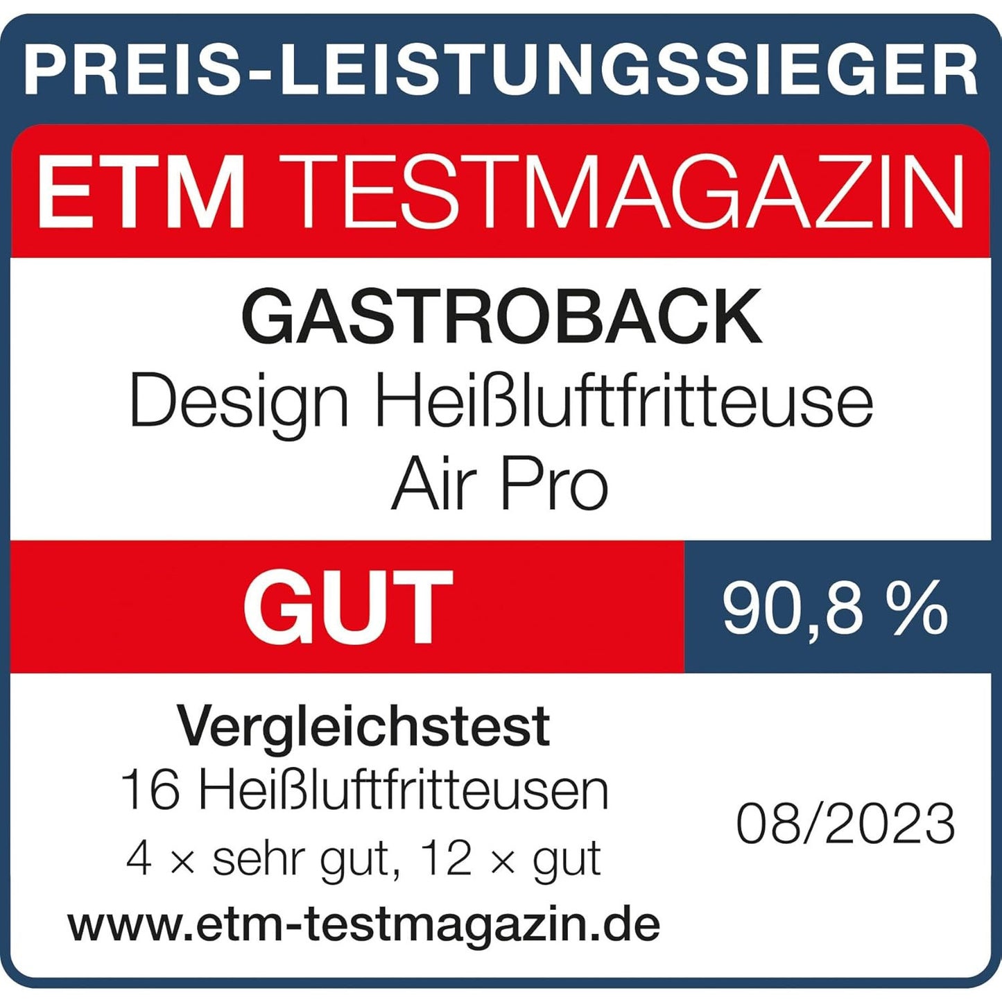 GASTROBACK #42582 Design Hot Air Fryer Air Pro, 3.7 Litre Capacity