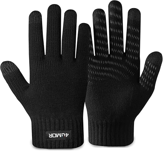 4UMOR Winter Touchscreen Gloves for Men Women Warm Knit