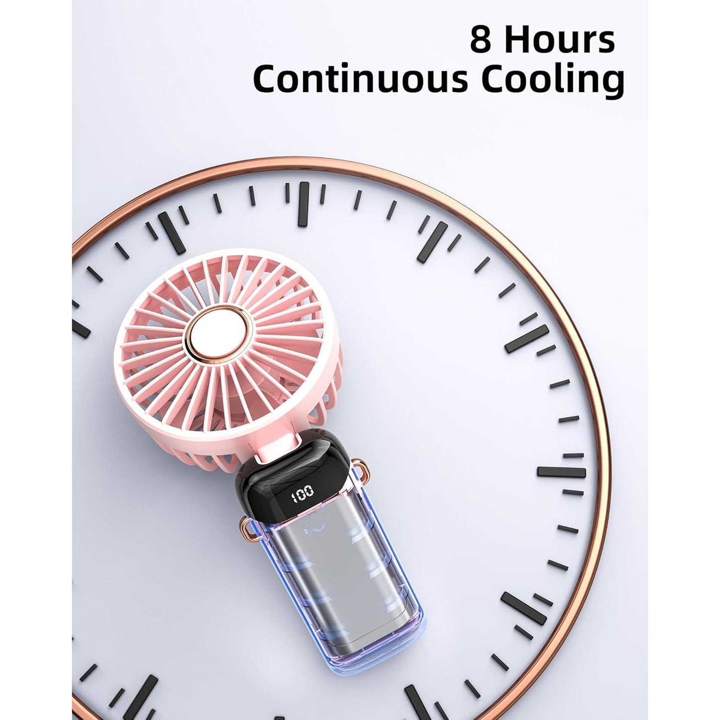 Koonie Portable Handheld Fan: 5-Speed Rechargeable Battery Operated Mini Desk Fan
