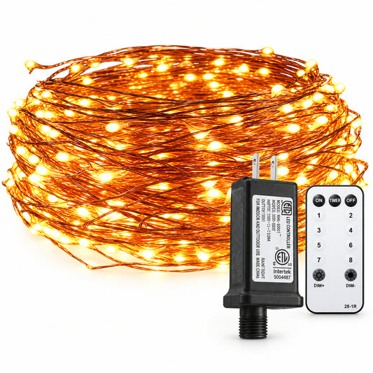 Warm White 65ft LED Fairy String Lights with Remote