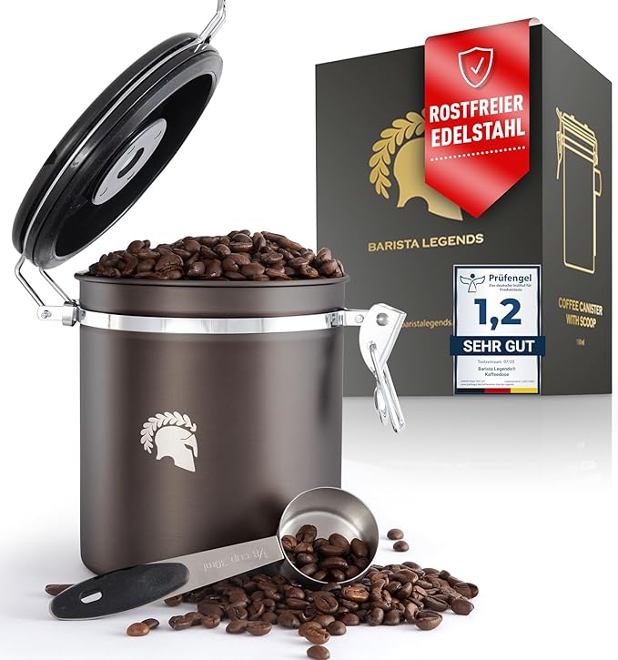 Barista Legends Airtight Stainless Steel Coffee Jar 500g with Calendar