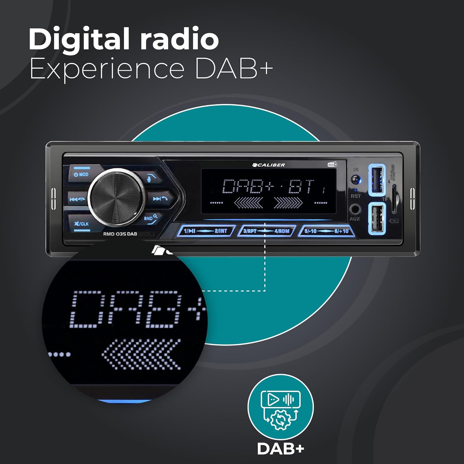 Caliber 1DIN Bluetooth Car Radio with DAB+ and USB