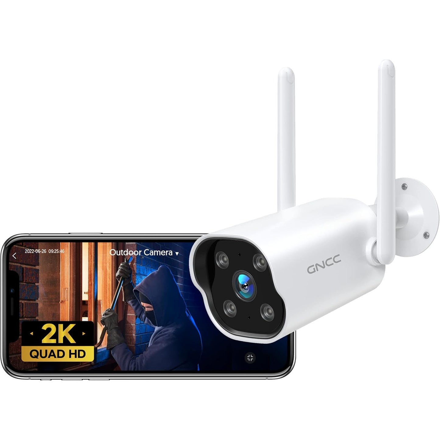 GNCC T1Pro 2K Outdoor Security Camera: Wireless WiFi, Night Vision, Two-Way Talk