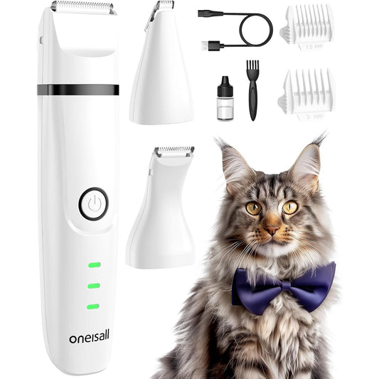 oneisall 3-in-1 Low-Noise Cordless Cat Grooming Clippers Kit