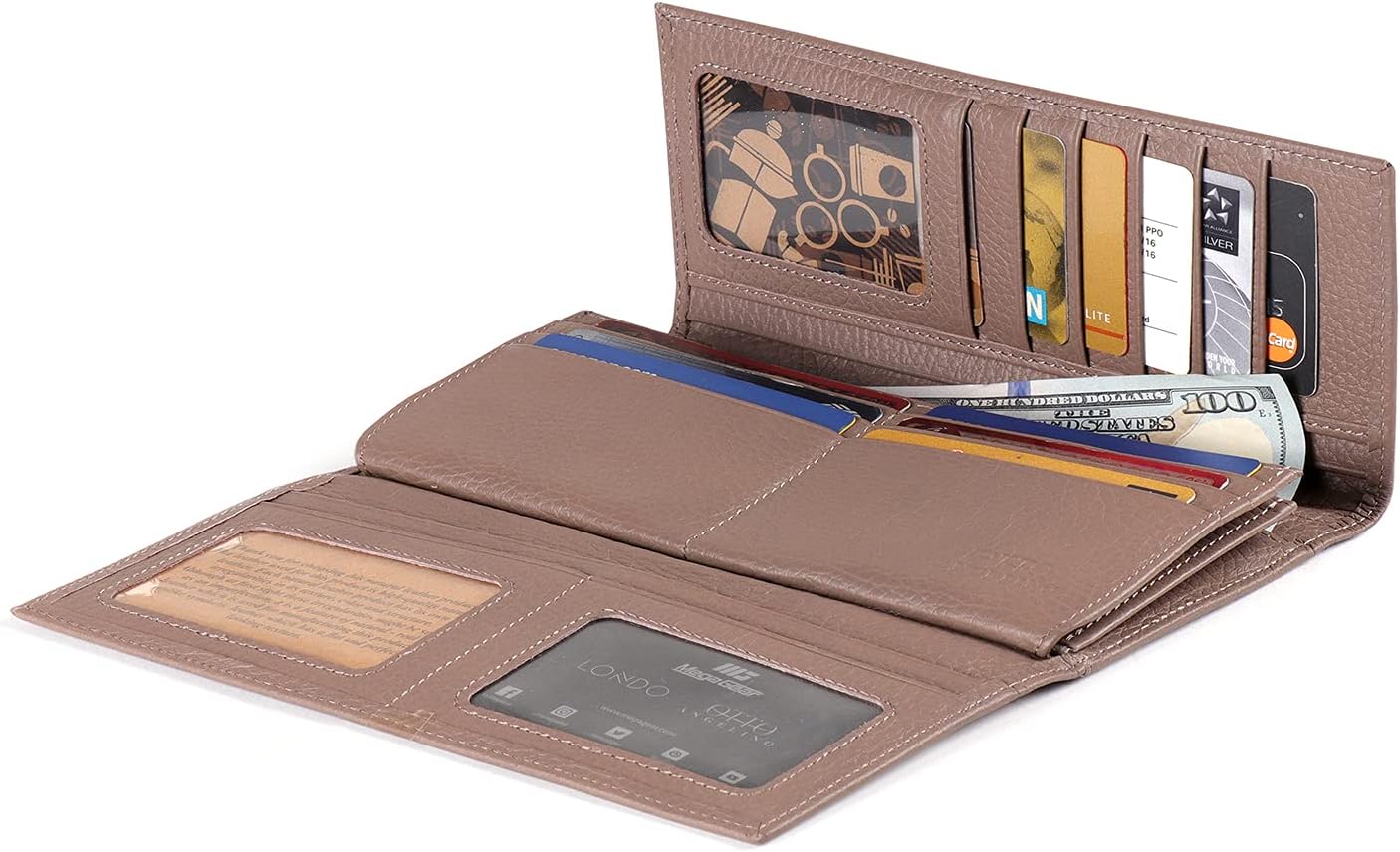 Otto Angelino Genuine Leather Zippered Envelope Wallet with RFID Blocking