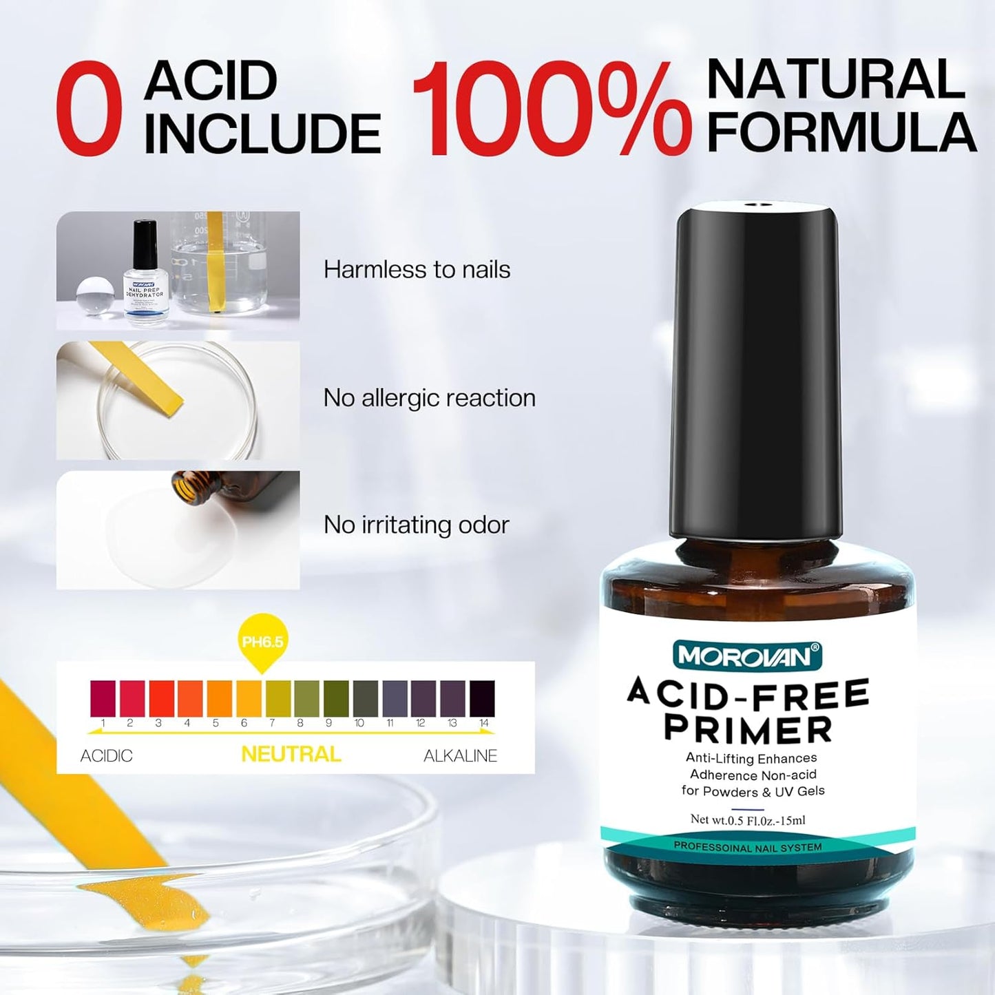 Morovan Professional Nail Dehydrator & Acid-Free Primer Set 0.5oz