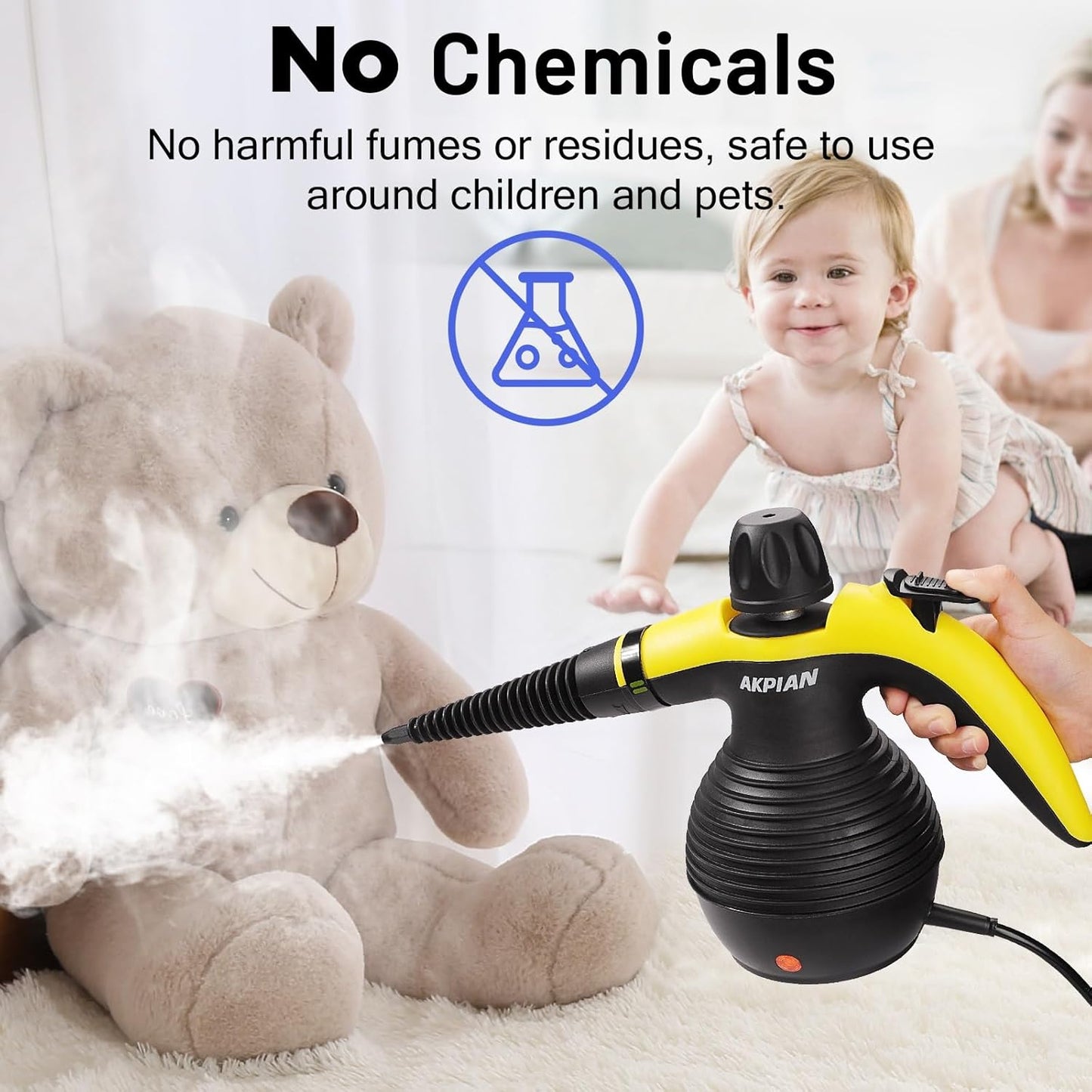 AKPIAN Handheld Pressurized Steam Cleaner with 10-Accessory Set