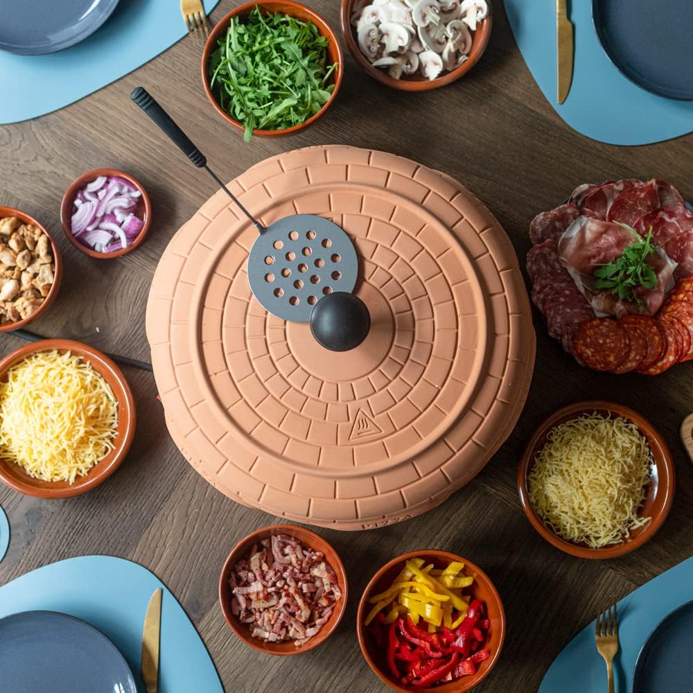 BluMill Electric Pizza Oven with Clay Dome for Even Heat, Spatula, Dough Pan