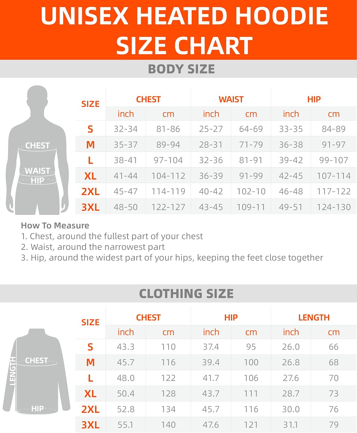 HEWINZE Heated Zip-Up Hoodie with 7.4V Battery Pack