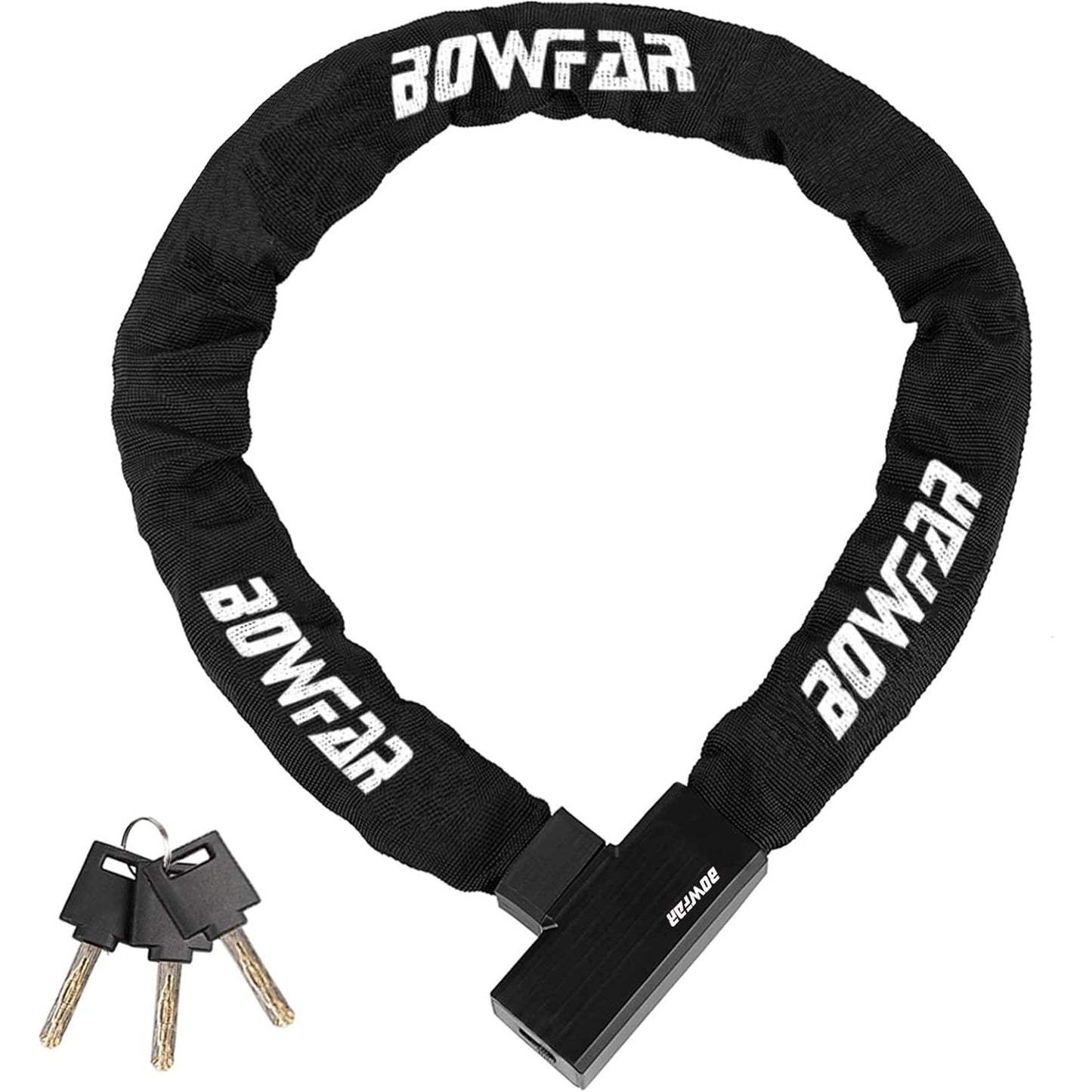 Bowfar High Security 6mm Chain Bike Lock - Waterproof, 100cm, Level 7