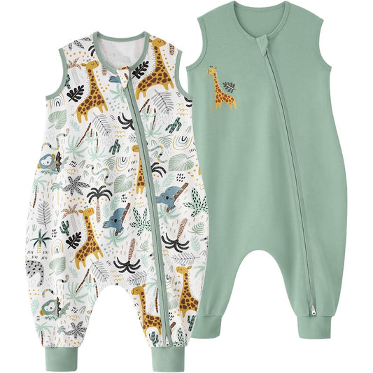 Yoofoss 2 x Baby Summer Sleeping Bags with Feet 100% Cotton