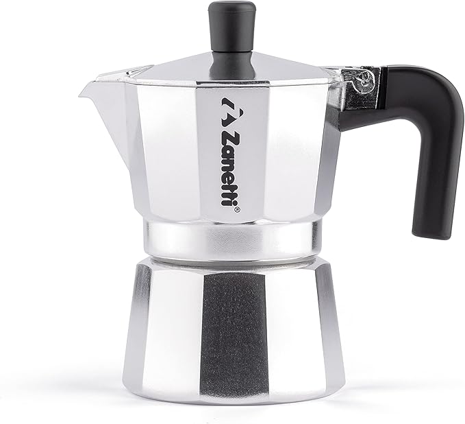 Zanetti Mama Aluminium Espresso Maker – 1‑Cup Moka Pot with Anti‑Drip