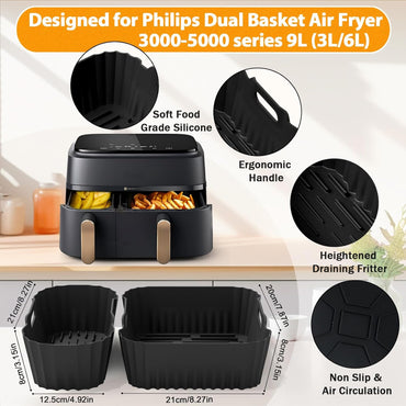 23-Piece Dual Basket Airfryer Accessory Set with Silicone Moulds - Gomix Brands Outlet